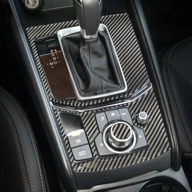 Car Gear Shift Panel Handbrake Panel Decorative Cover Trim Strips Carbon Fiber Stickers For Mazda CX-5 Car Interior Accessories