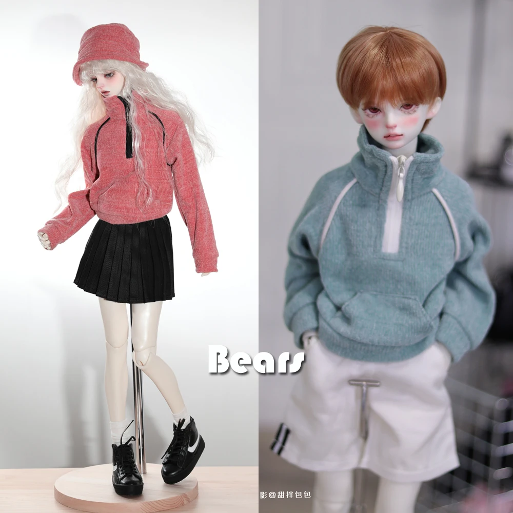 Одежда для куклы BJD матовый вязаный свитер с воротником-стойкой и рукавами реглан