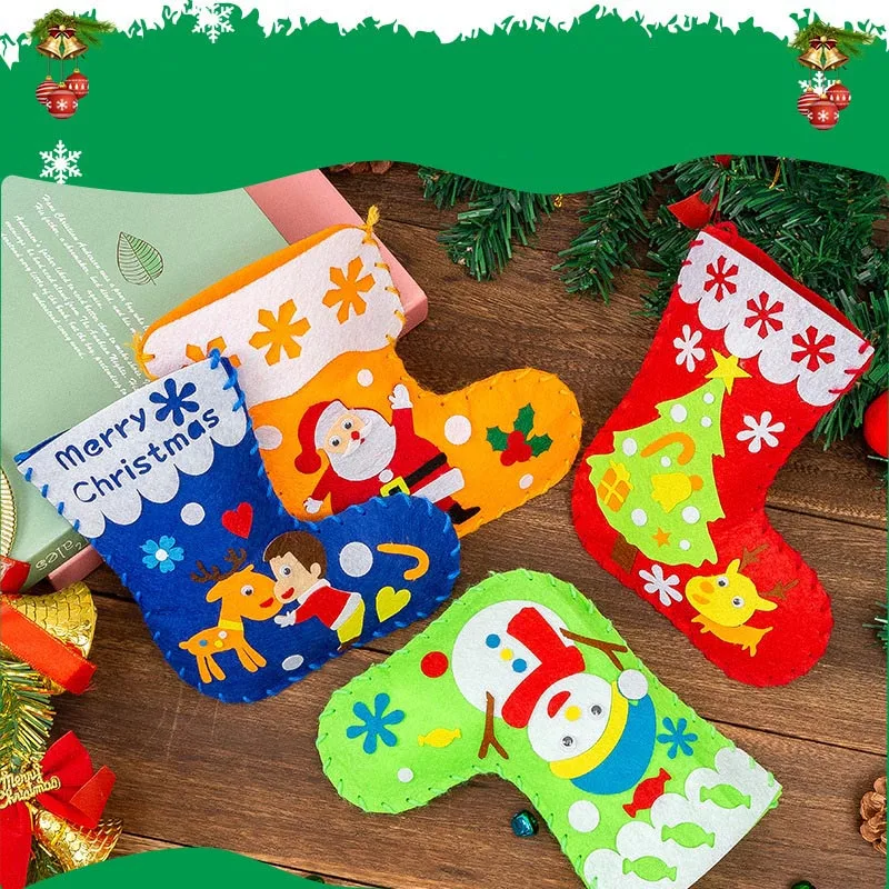 

Kids DIY Christmas Socks Kindergarten Educational Toys Children Creative Handwork Arts Non-woven Handmade Crafts Toys Gifts