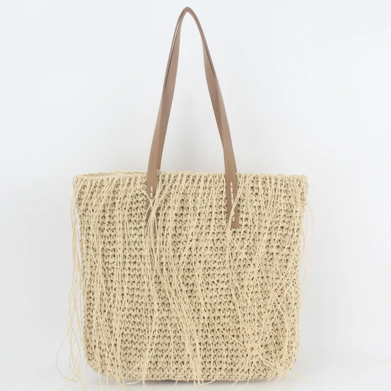

New fashion all-match straw woven bag women's bag woven bag beach bag one shoulder tassel bag holiday bag one shoulder handbag
