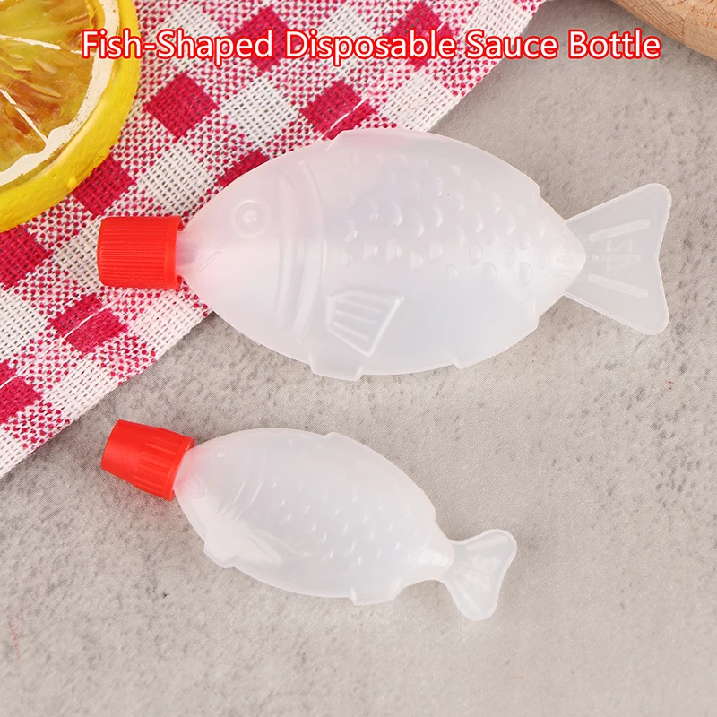 5Pcs Fish-Shaped 2.6/8ml Soy Sauce Disposable Sauce Bottle R