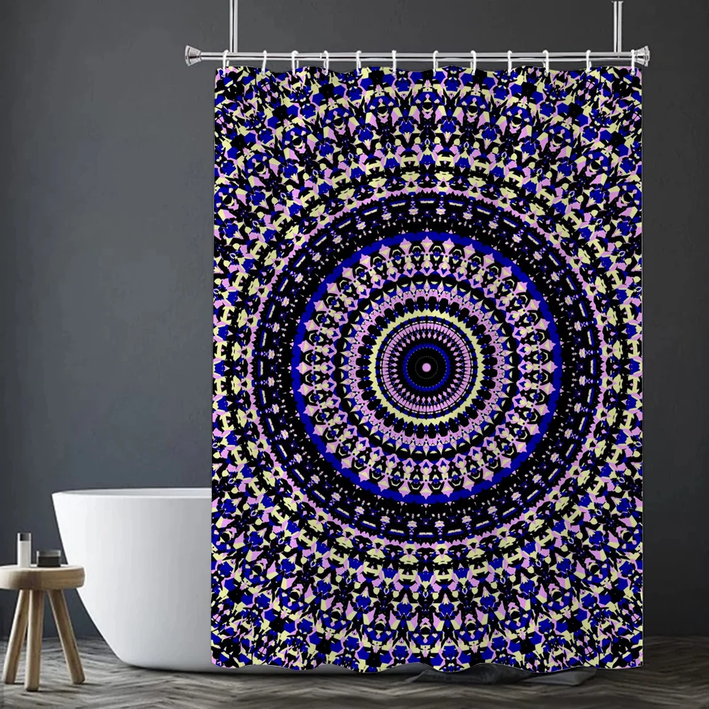 Трехцветные яркие мандалы складные перегородки для душа занавески спальни набор