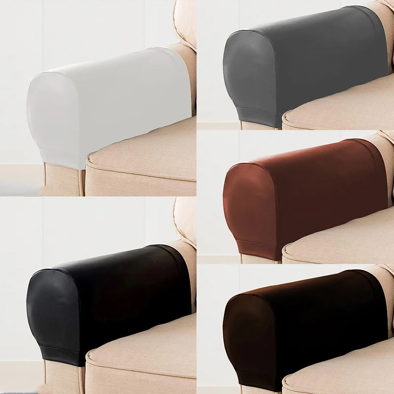 

Elastic 2pcs PU Leather Sofa Covers Waterproof Sofa Armrest Towel Couch Covers Chair Arm Protectors Slipcover Stretchy Removable