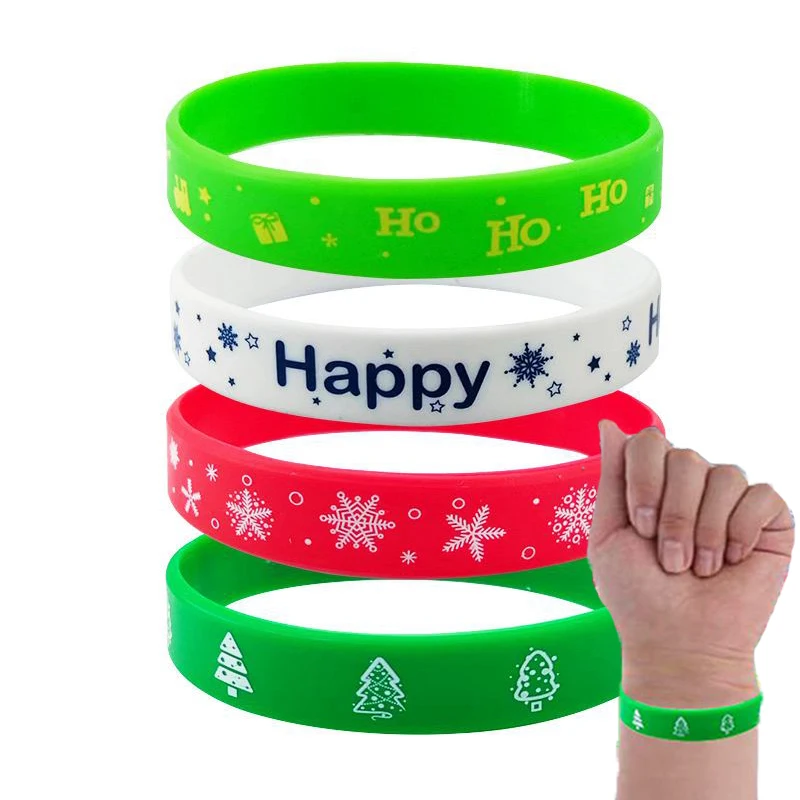 

12pcs Christmas Silicone Bracelet Wristband Christmas Decor Product Xmas Gift Noel Natal Decor New Year Giveaways Present Pinata