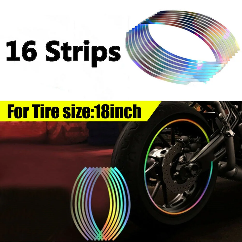 

16pcs/Set Reflective Tapes PVC For Motorcycles Bicycles Cars 18inch Tire Hub Rim Stripe Tape Decal Stickers