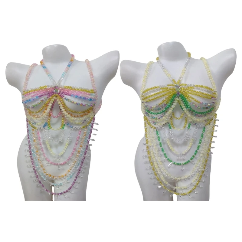 Современный акриловый аксессуар на шею ручной работы из многослойного жемчуга