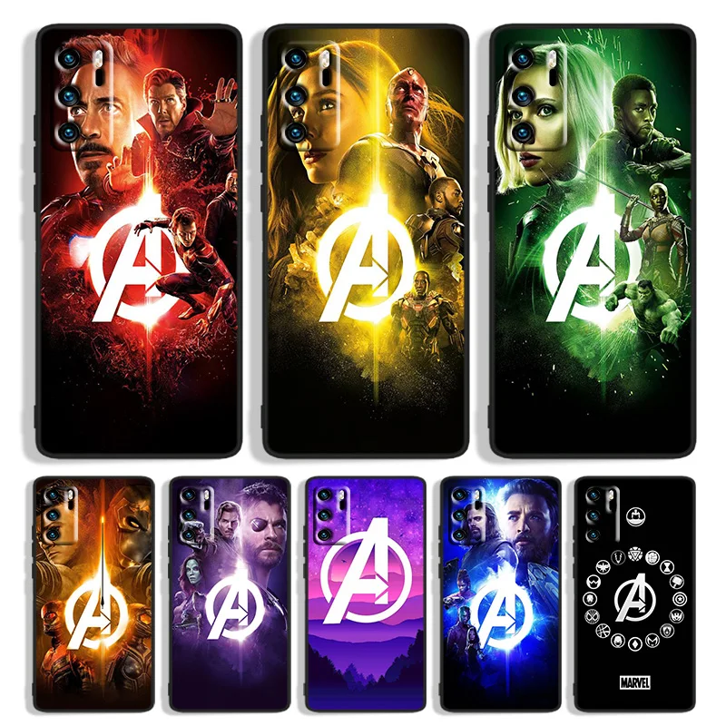 

Marvel Avengers Hero Cool Phone Case For Huawei P10 P20 P30 P40 P50 lite Pro lite E P Smart 2019 Z 2021 2020 Black Funda Cover