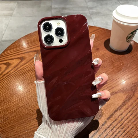 Fashion Ripple Phone Hülle für iPhone 16 15 13 11 12 14 Pro Max plus weiche Silikonfalten Deckbonbonfarbe Schockdockelschale