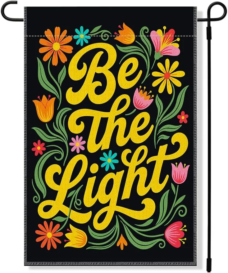 Фото Флаг для сада RZHV Be The Light, двусторонний, для улицы, двора, украшения сада, парадов, с цветочными мотивами, для ментальной поддержки и исцеления, AAS №1