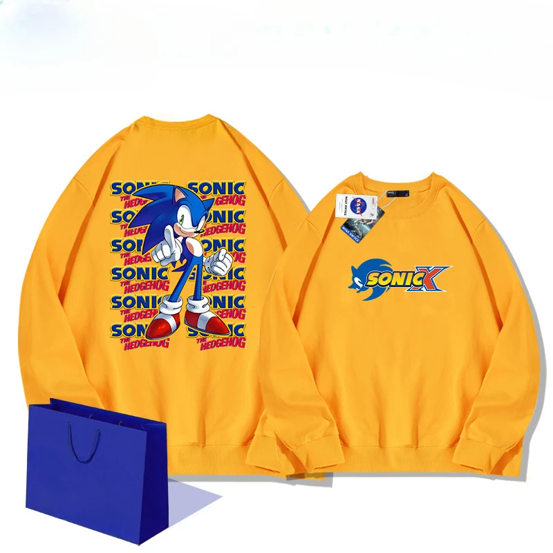 

Cartoon Sweater Sonic The Hedgehog New High-value Creative Peripheral Couple Trendy Brand Loose Shoulders Cute Long-sleeved Top