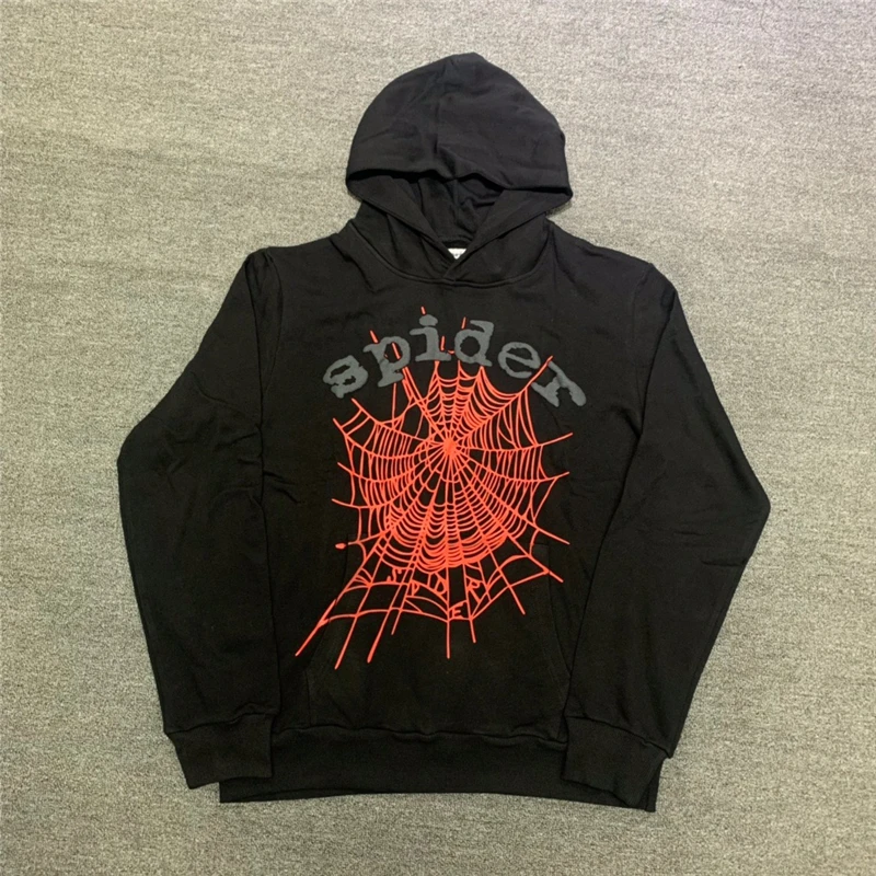 

22FW NEW Black Sp5der 555555 Hoodie Men Women Red Puff Print World Wide Spider Hoodie Young Thug Pullover