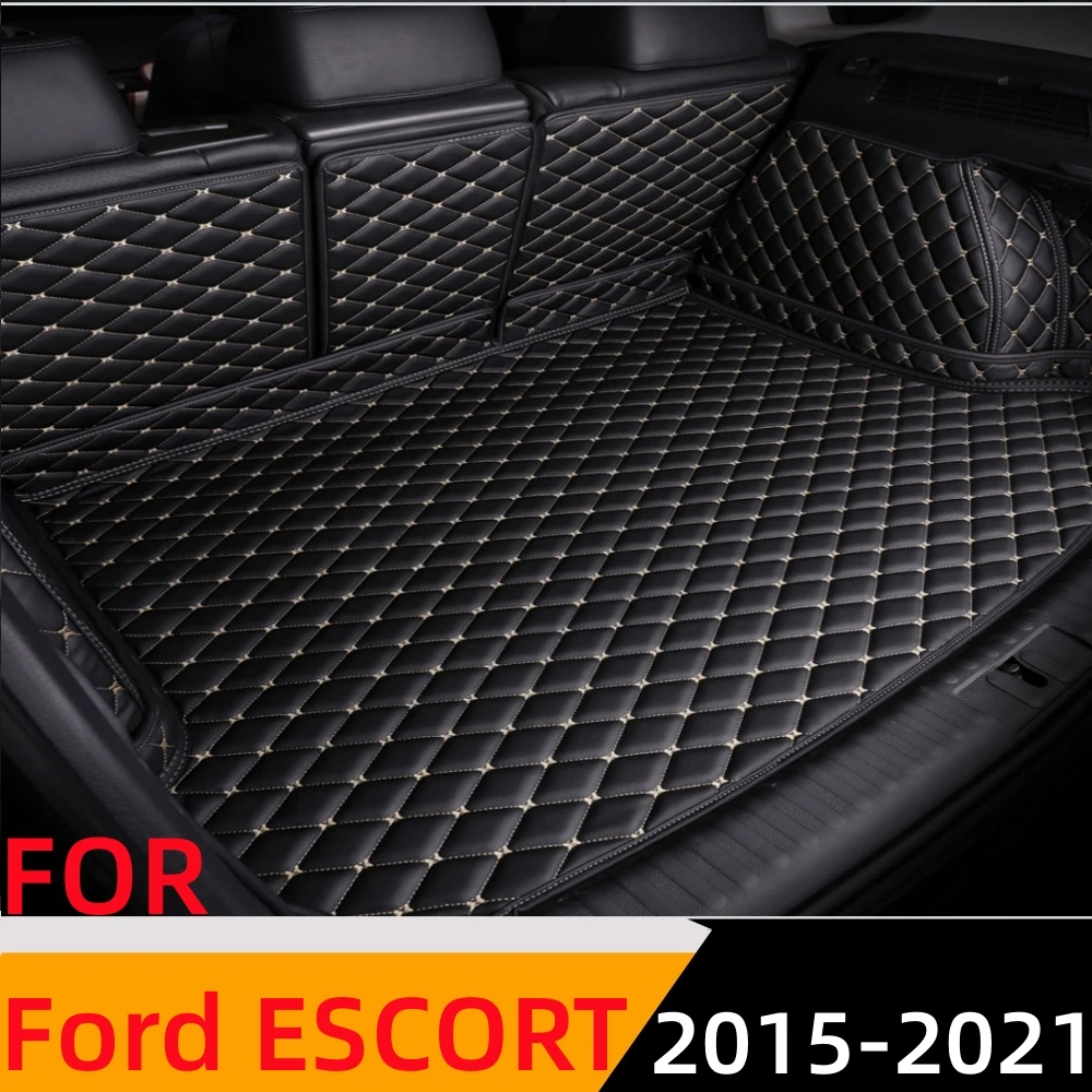 

Sinjayer Waterproof Highly Covered Car Trunk Mat Tail Boot Pad Carpet Cover High Side Cargo Liner For Ford Escort 2015 2016-2021