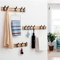 bamboo wall mounted coat rack movable hooks for bags clothes umbrella in hallway bedroom kitchen living room furniture shoe rack