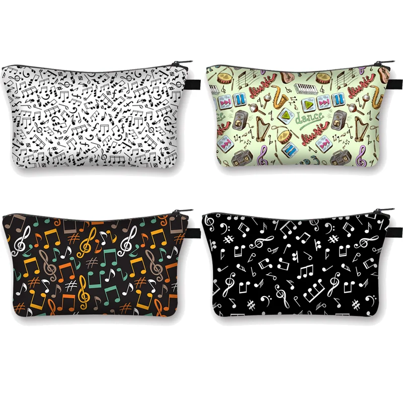 

Косметический Чехол для музыкальных заметок, женская косметичка для пианино/гитары, дамские сумки для хранения для путешествий, женский ко...