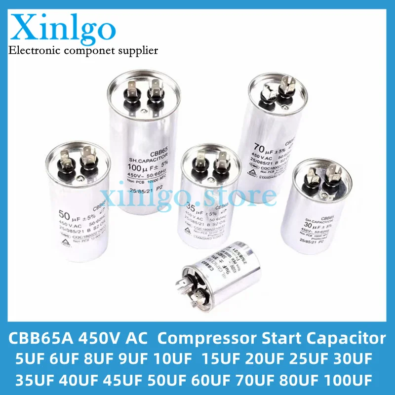 CBB65A 450VAC 5 мкФ 6 8 9 10 15 20 25 30 35 40 45 50 60 70 80 100 AC двигатель кондиционера - купить по