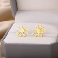snowflake stud earrings for women stainless steel gold color flower earrings 2022 trend femme aesthetic jewelry anillos mujer