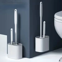 silicone toilet brush set convenient sanitary leak proof base wall hanging with holder bristles cleaning tools bathroom