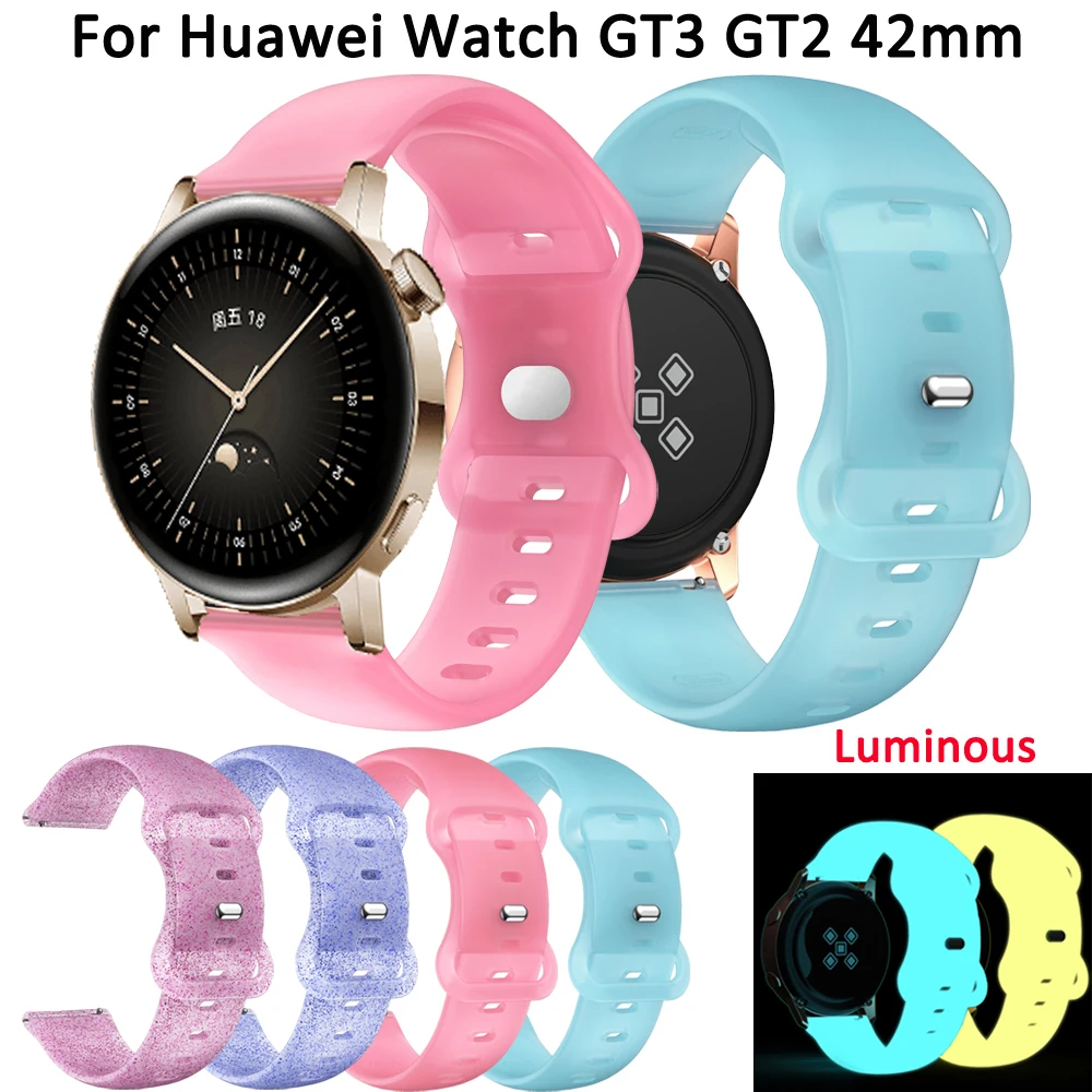 Светящийся силиконовый ремешок для Huawei Watch GT3 GT2 GT 2 3 42 мм браслет Honor ES Magic 20 - купить