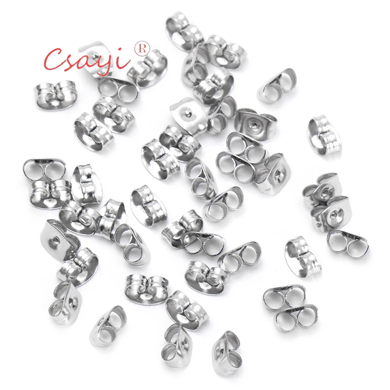 

500 шт., заглушки для сережек-гвоздиков из нержавеющей стали