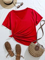 plus solid v neck tee