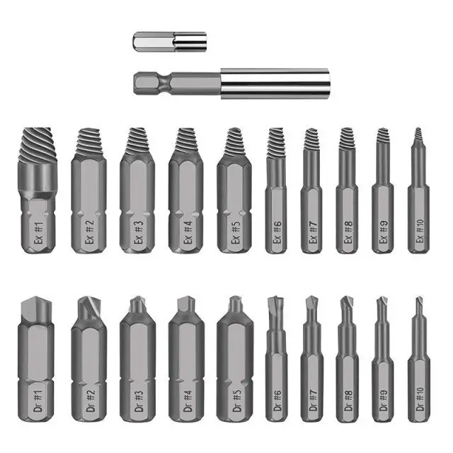 

22 Pcs Daed Screw Extractor Set Remove Broken Bolt Screw Rem