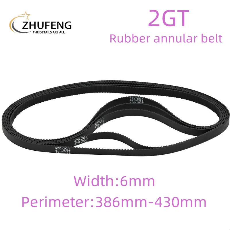 

3D Printer Accessories 2GT Rubber Annular Synchronous 2M Pitch Length Belt Bandwidth 6mm Perimeter386-430mm