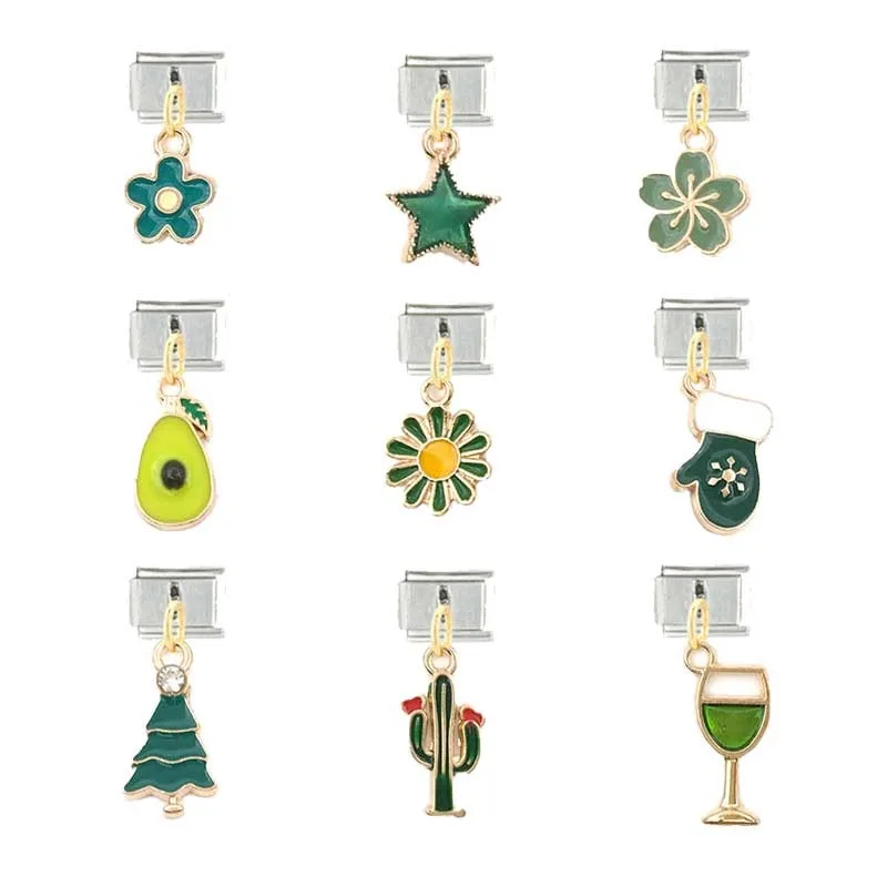 Итальянский браслет из нержавеющей стали модуль 9 мм детали сделай сам зеленая