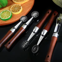 hanging wooden handle stainless steel pulp spoon kitchen table decoration diy fruit carving set kitchen accessories