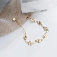 new kpop daisy pearl bracelet for women simple luxury chain accessories women jewelry bridesmaid gift fine jewelry for woman