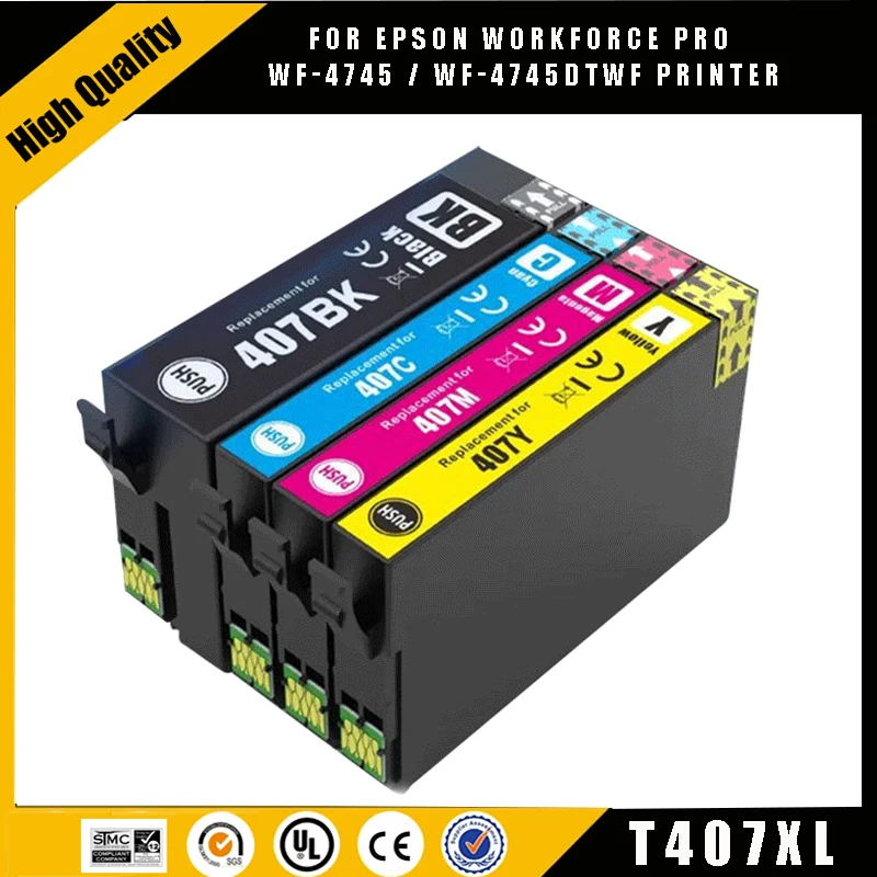

einkshop T407 T407XL 407 407XL Ink Cartridge For Epson C13T07U140 WorkForce WF-4745 WF-7841 Printer