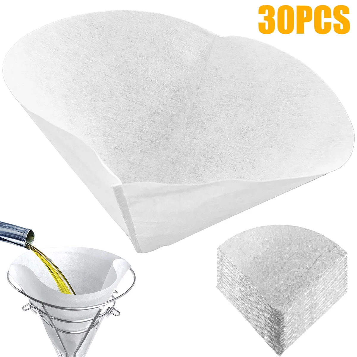 

30pcs Fryer Oil Filter Cone Non-Woven Filter Cooking Tools Frying Oil/Syrup Filter Set for Restaurants Cafes Kitchen Accessories