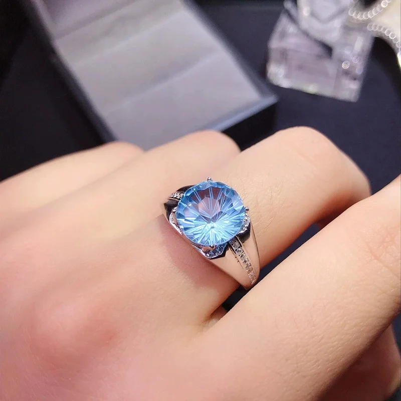 Мужское кольцо с натуральным топазом 4 карата 10 мм