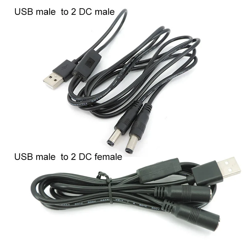 Фото 1 м USB 2.0 «папа» на 2-контактный разъем постоянного тока «папа» «мама» «папа» 22awg 3A штекер 5,5x2,5 мм Шнур питания адаптера Разъем Strip W1 №2