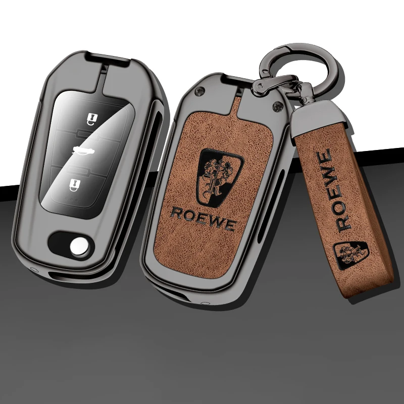 

Stylish Leather Car Key Case Cover For Roewe 350 360 350s 750 W5 Keyless Fob Keychain Keyring Auto Accessories