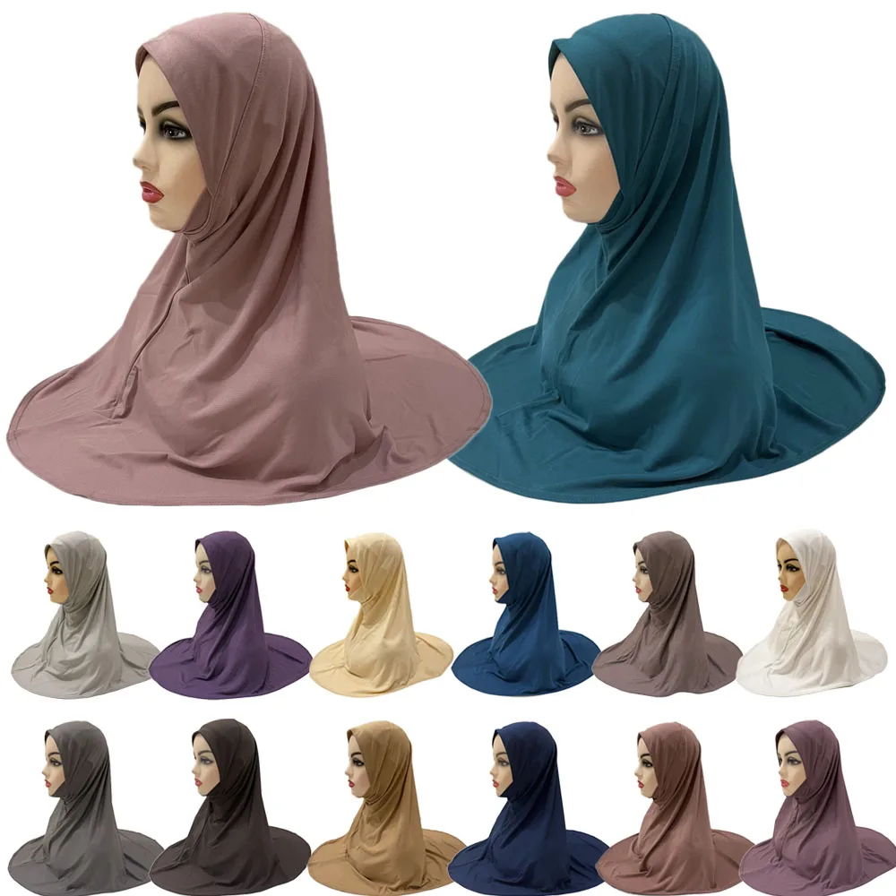 

Muslim Instant Hijab Full Cover Scarf Women One Piece Amira Islamic Prayer Hijabs Head Wrap Turban Ramadan Eid Khimar Ready Made