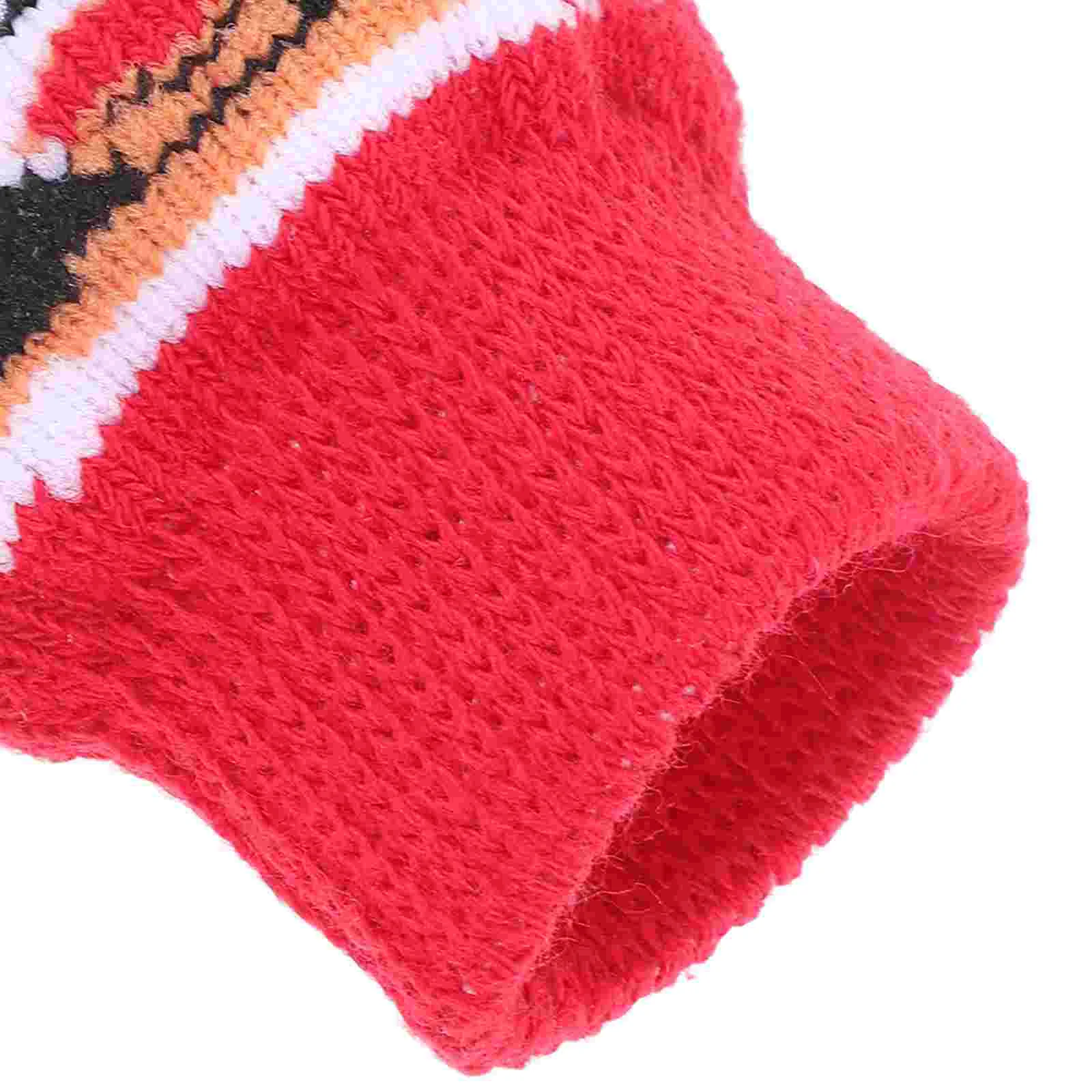 

4 Pcs Pet Socks Compact Antiskid Fittings Portable Christmas Stocking Red Background Reusable Paw Protectors