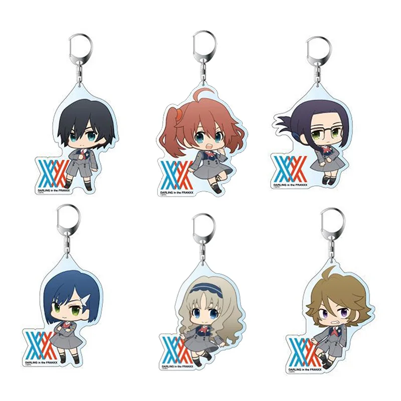 

DARLING In The FRANXX Anime Acrylic Plastic Keychain Trendy Car Key Chain Ring Bag Pendant Accessroies Cartoons Fans Souvenir