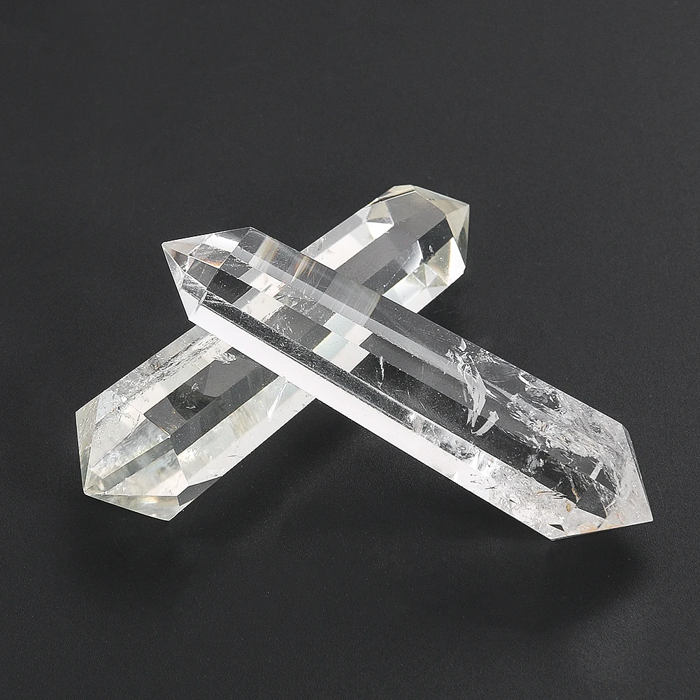

75MM Natural Semi-precious Stones White Crystal Quartz Double Pointed Prism Herkimer Diamond Crafts Specimen Energy Reiki Decor