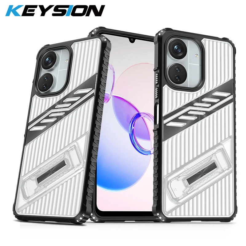 KEYSION противоударный чехол с подушкой безопасности для Redmi 13C 4G 5G прозрачный ПК +