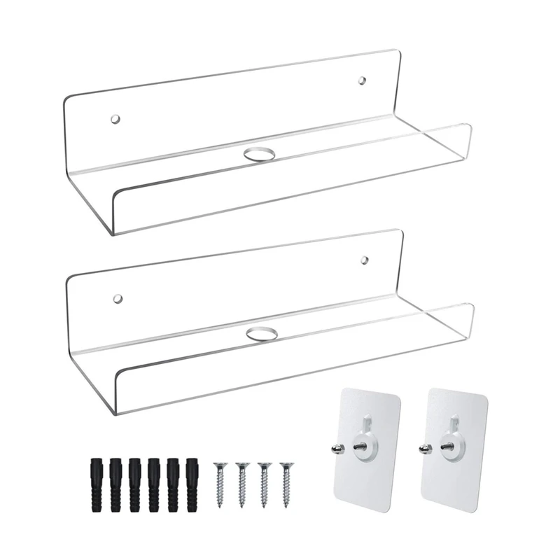 

2PCS Clear Acrylic Wall Shelf Floating Book Shelves For Wall, Display Wall Shelves For Bathroom, Bedroom, Kitchen