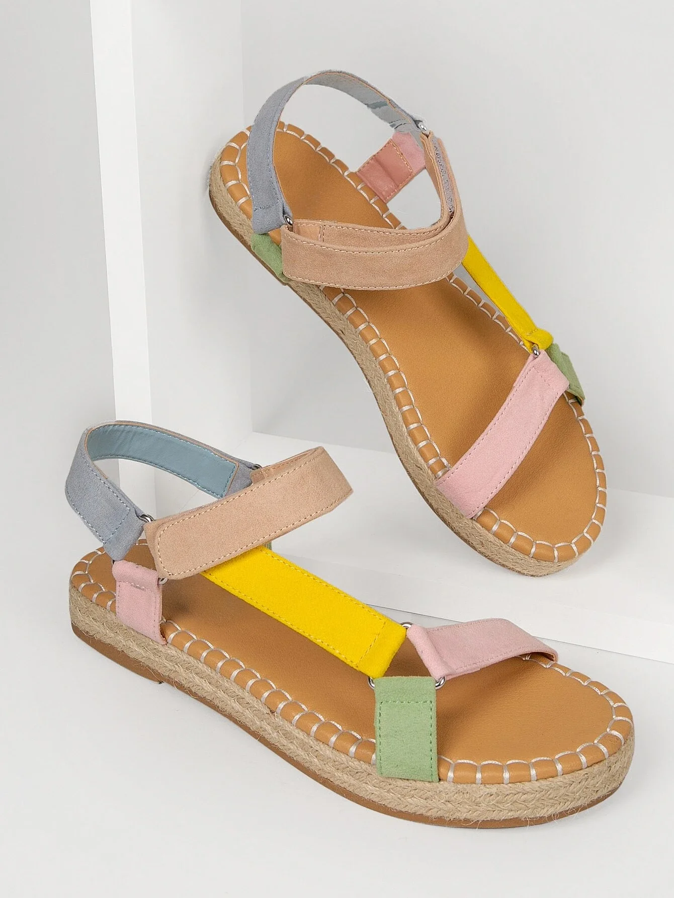 

Multicolored Ankle Strap Sandals