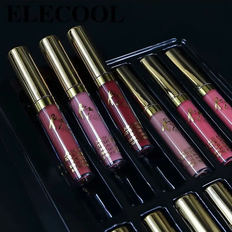 

12 Color Matte Lip Gloss Set Matte Lipstick Long Lasting Lip Glaze Moisturizing Non-stick Cup Lip Makeup Lip Cosmetics TSLM2