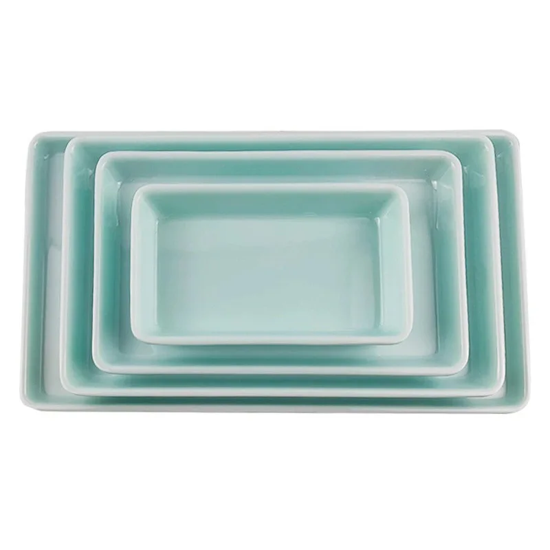 

Японская фарфоровая посуда с имитацией нефрита, маленькие диски, прямоугольная четырехсеточная квадратная коробка для сушеных фруктов, та...