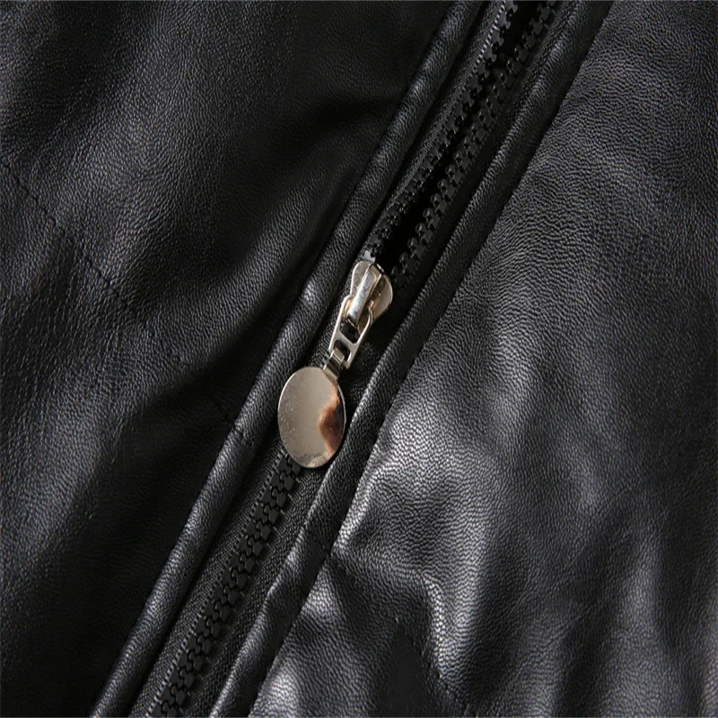 Winter Men'S Pu Leather Cotton Clothes New  Brand Fake Two Thick   Hooded Coat Fashion Comfortable  Warm Jacket Black Pink