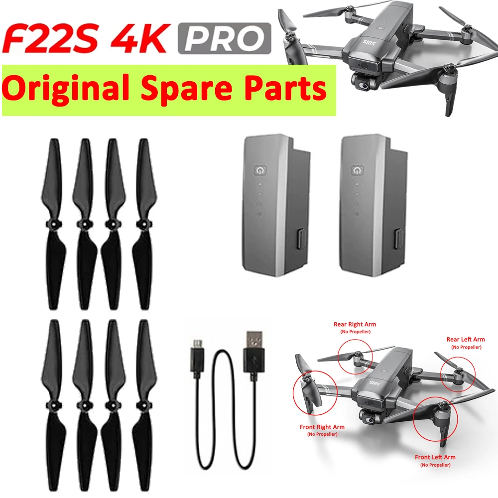

SJRC F22S PRO GPS Drone 4K Quadcopter Spare Part Propeller Wing Blade Motor Arm USB Charger Cable Battery F22 Accessory