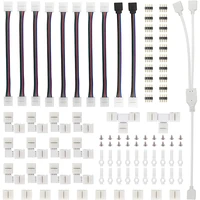 101pcs 4 pin 10mm connector terminal splice l t i shaped for rgb 5050 led strip jumper wire connector adapter accessories kit