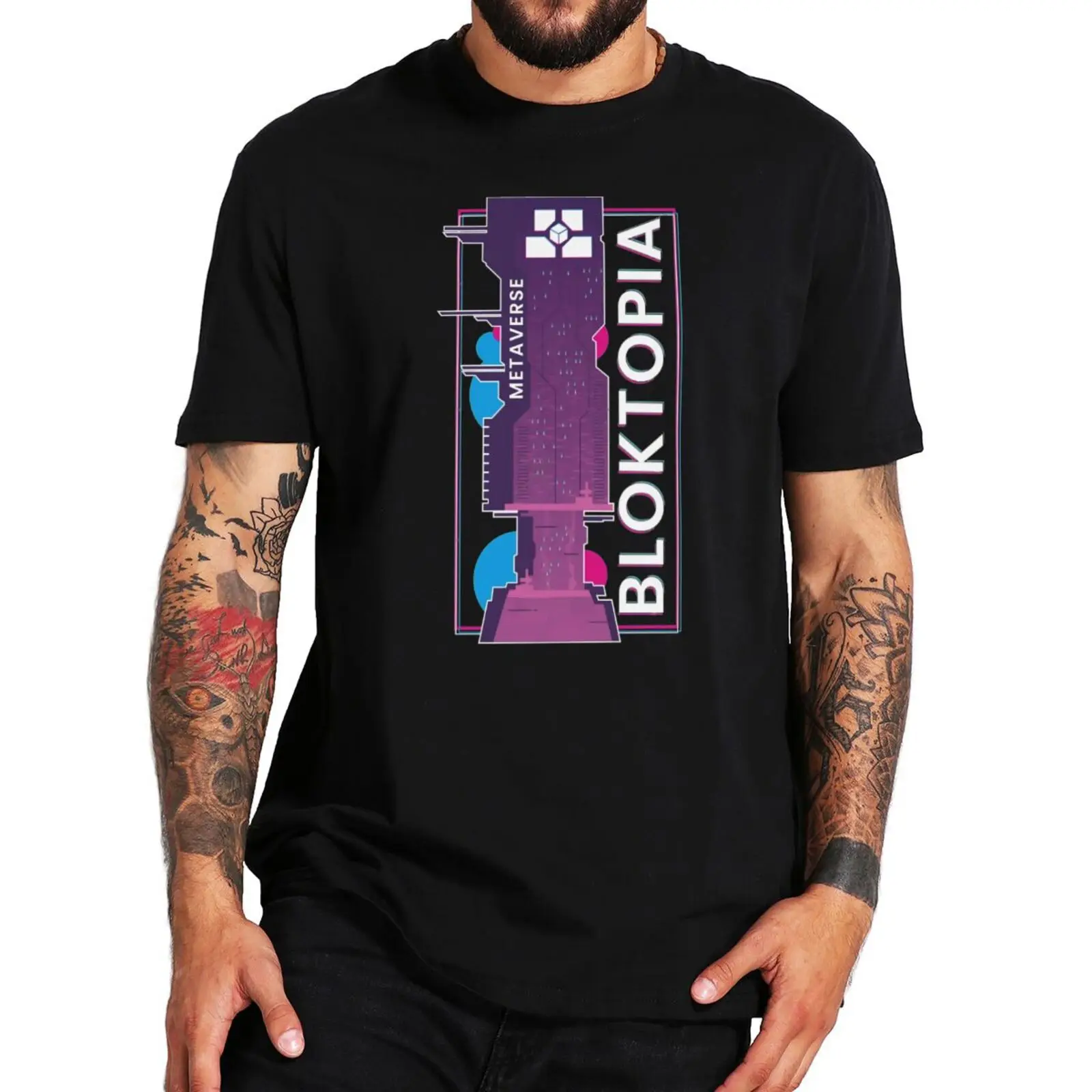 

Bloktopia Block T-Shirt Crypto Tower Coin Token Fans Men Clothing Summer 100% Cotton EU Size Casual T Shirt