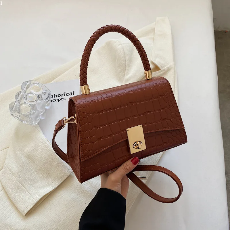 

Women Bag New Knitted Handheld Hourglass Bag Retro Designer Luxury Crossbody Bag Embossed Stone Pattern Shoulder Bag Purses