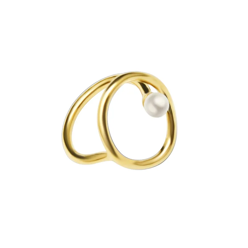 

2022 New Trend Pearl Rings for Women Titanium Steel Plated with 18K Real Gold Plated Jewelry Anniversary Gifts