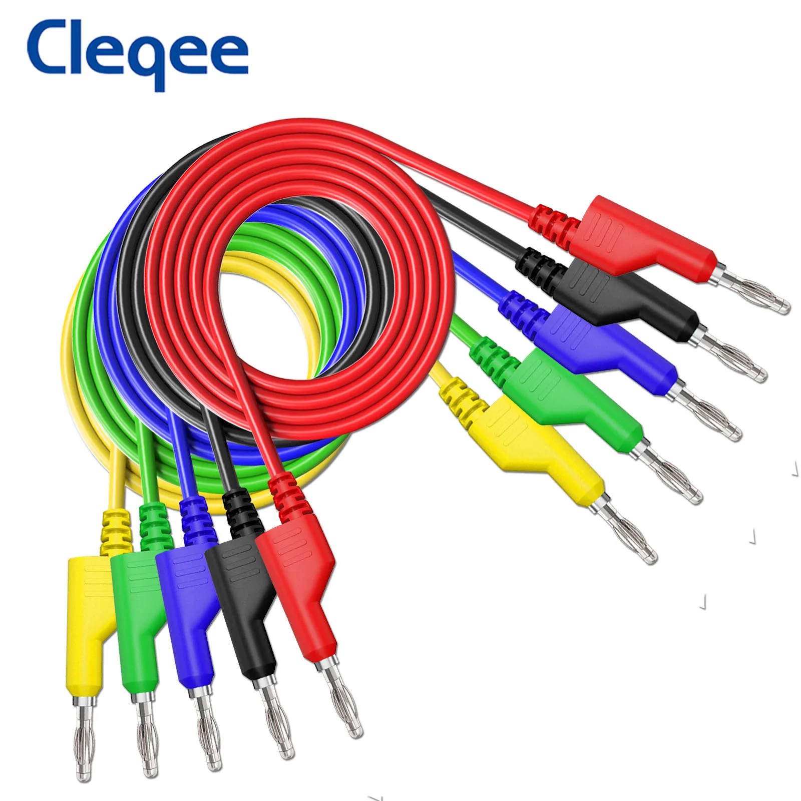 

Cleqee P1036 5PCS 4mm Copper Banana Plug to Banana Plug Multimeter Test Leads Soft PVC Cable 100cm Wire 1000V 15A